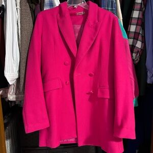 Women's Hot Pink Double-Breasted Peacoat | L | Skylar Rose Pea Coat